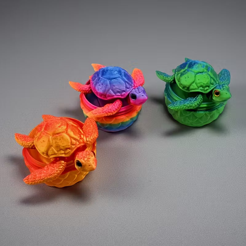 Multi Coloured flexi Articulated Turtle and egg