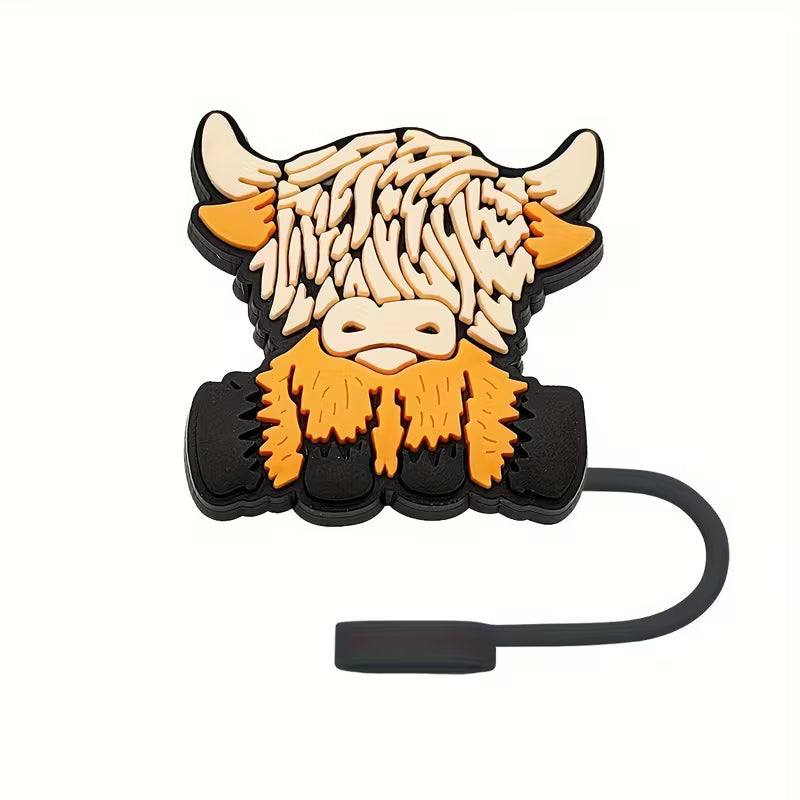 Highland Cow Straw Topper