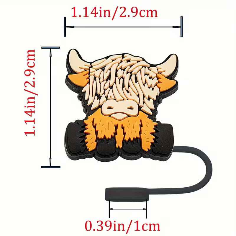 Highland Cow Straw Topper