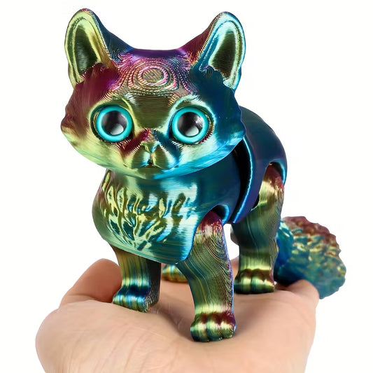 Flexi Articulated Cartoon Cat Black/Red 4.72in 12cm