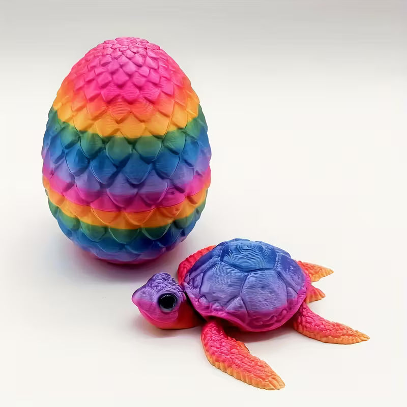 Multi Coloured flexi Articulated Turtle and egg