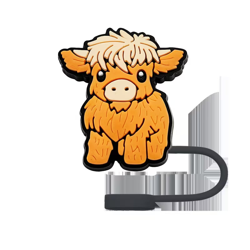Highland Cow Straw Topper