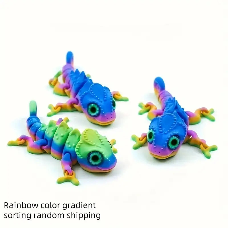 Small Cute Flexi Articulated Chameleon Rainbow Coloured