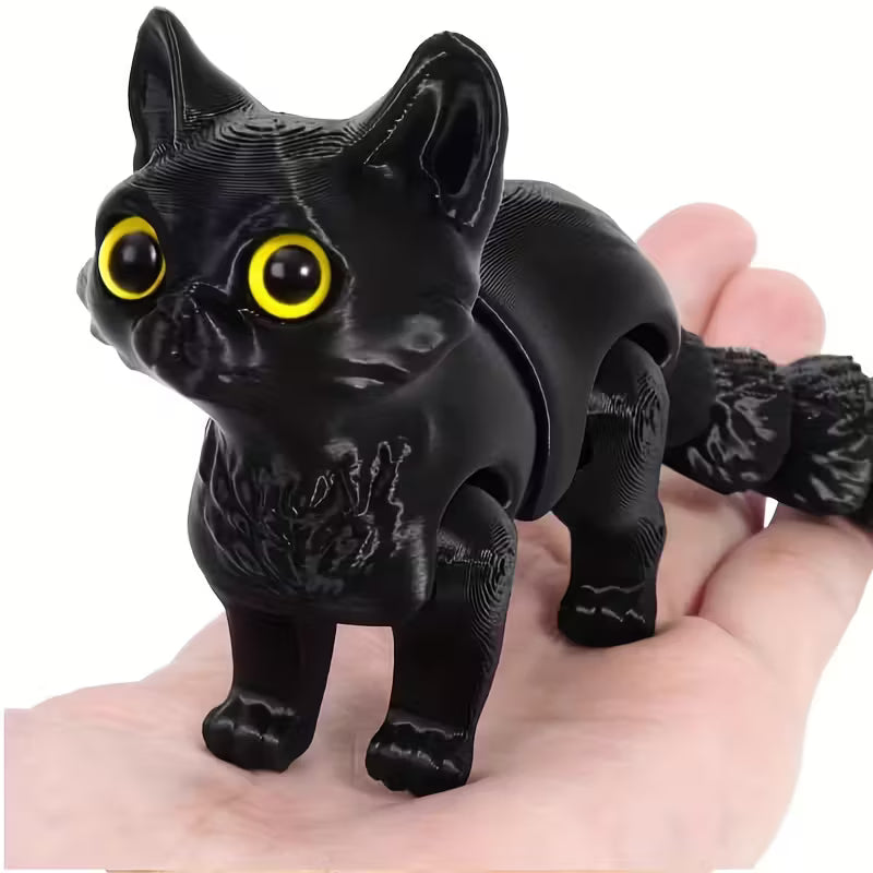 Flexi Articulated Cartoon Cat Yellow Green 4.72in 12cm