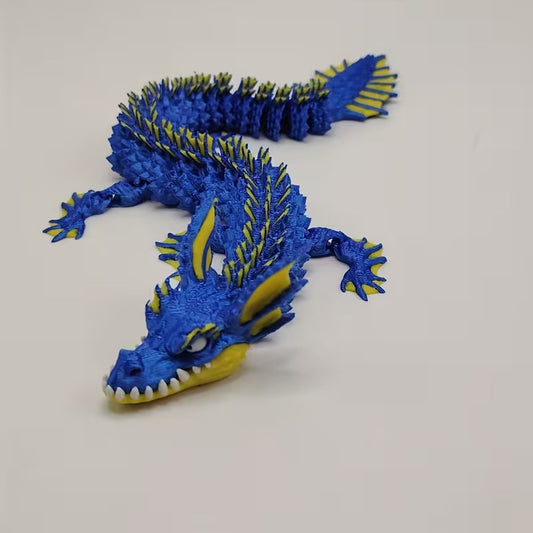 3d Articulated blue and yellow dragon.