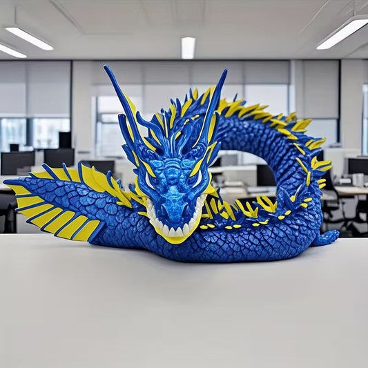 3d Articulated blue and yellow dragon.