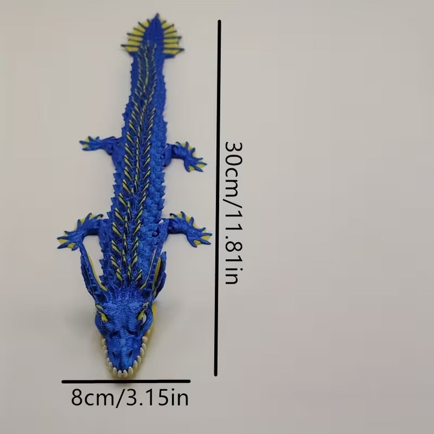 3d Articulated blue and yellow dragon.